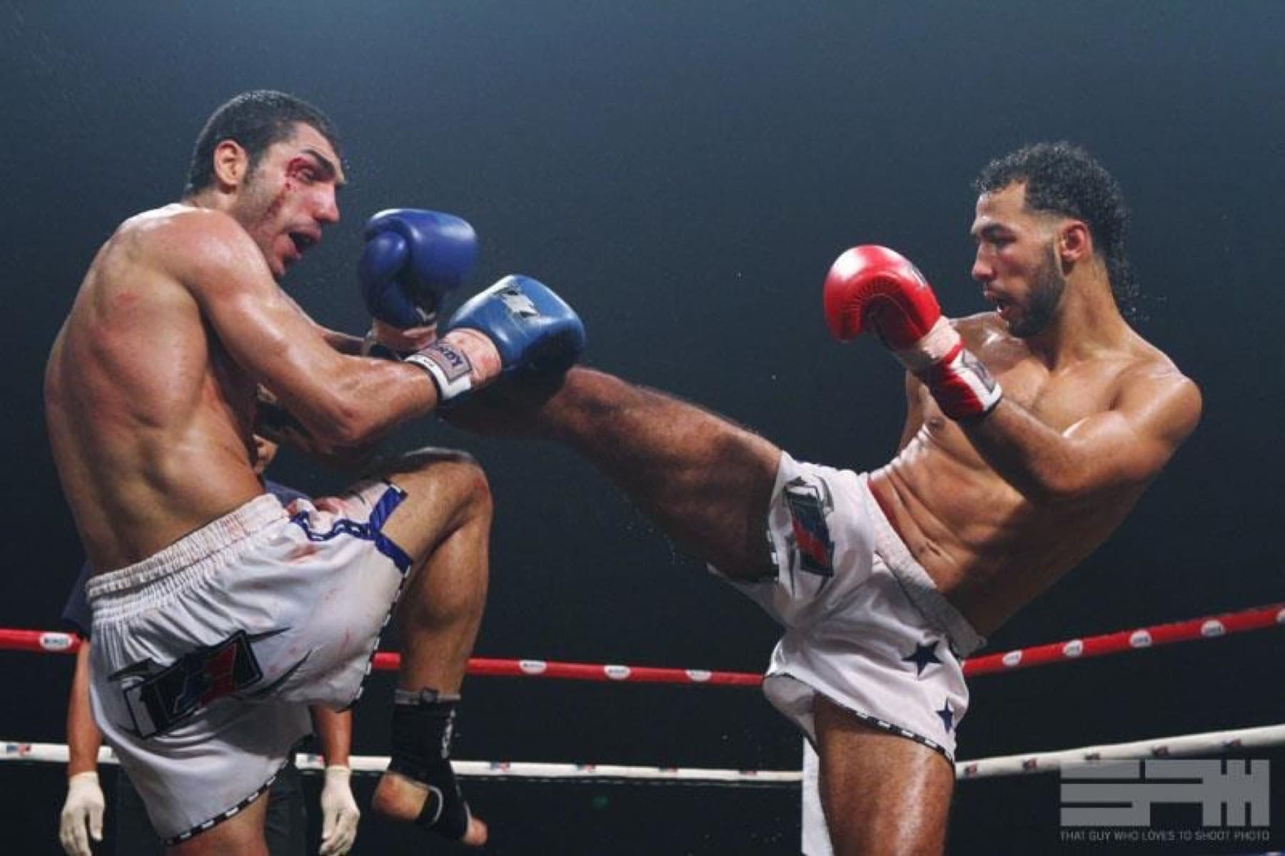 Flying knee strike thrown in competition